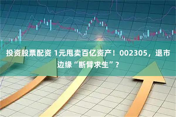 投资股票配资 1元甩卖百亿资产！002305，退市边缘“断臂求生”？
